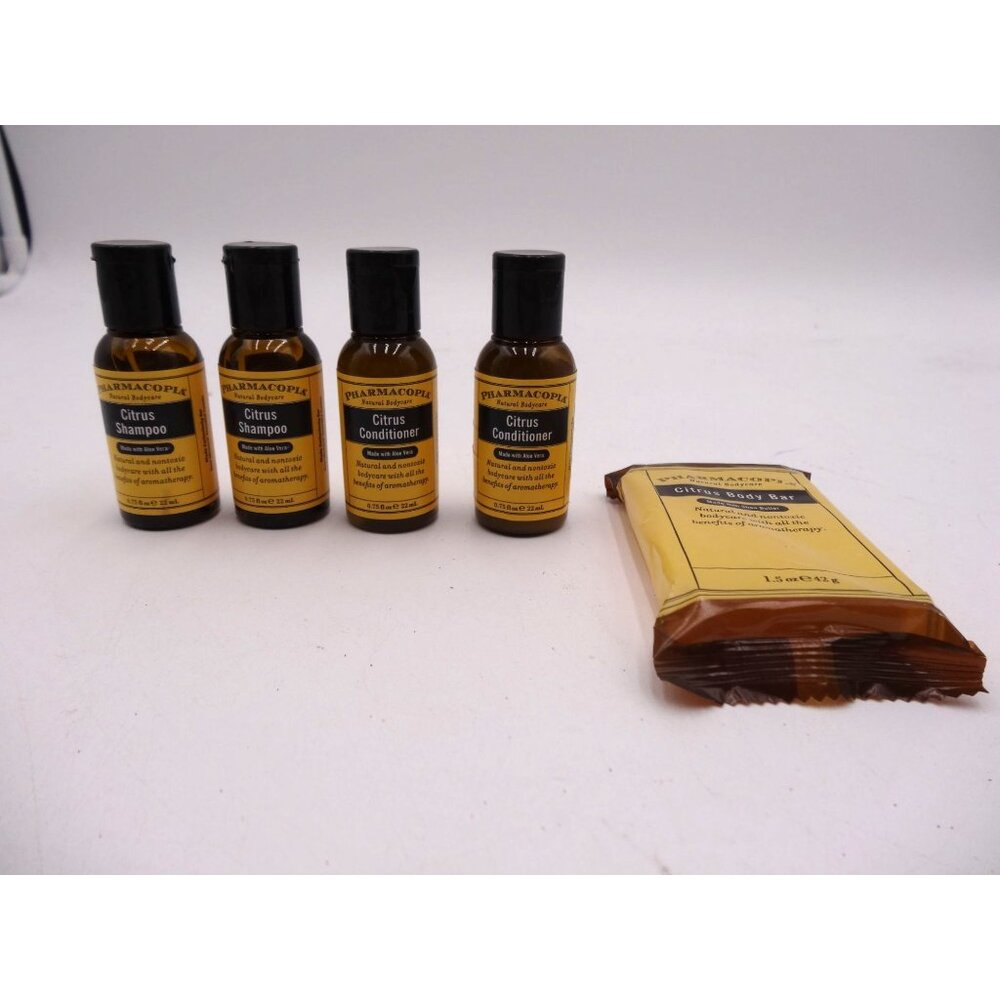 Pharmacopia Citrus Shampoo and Conditioner with Aloe Vera Travel Hotel Size 0.75